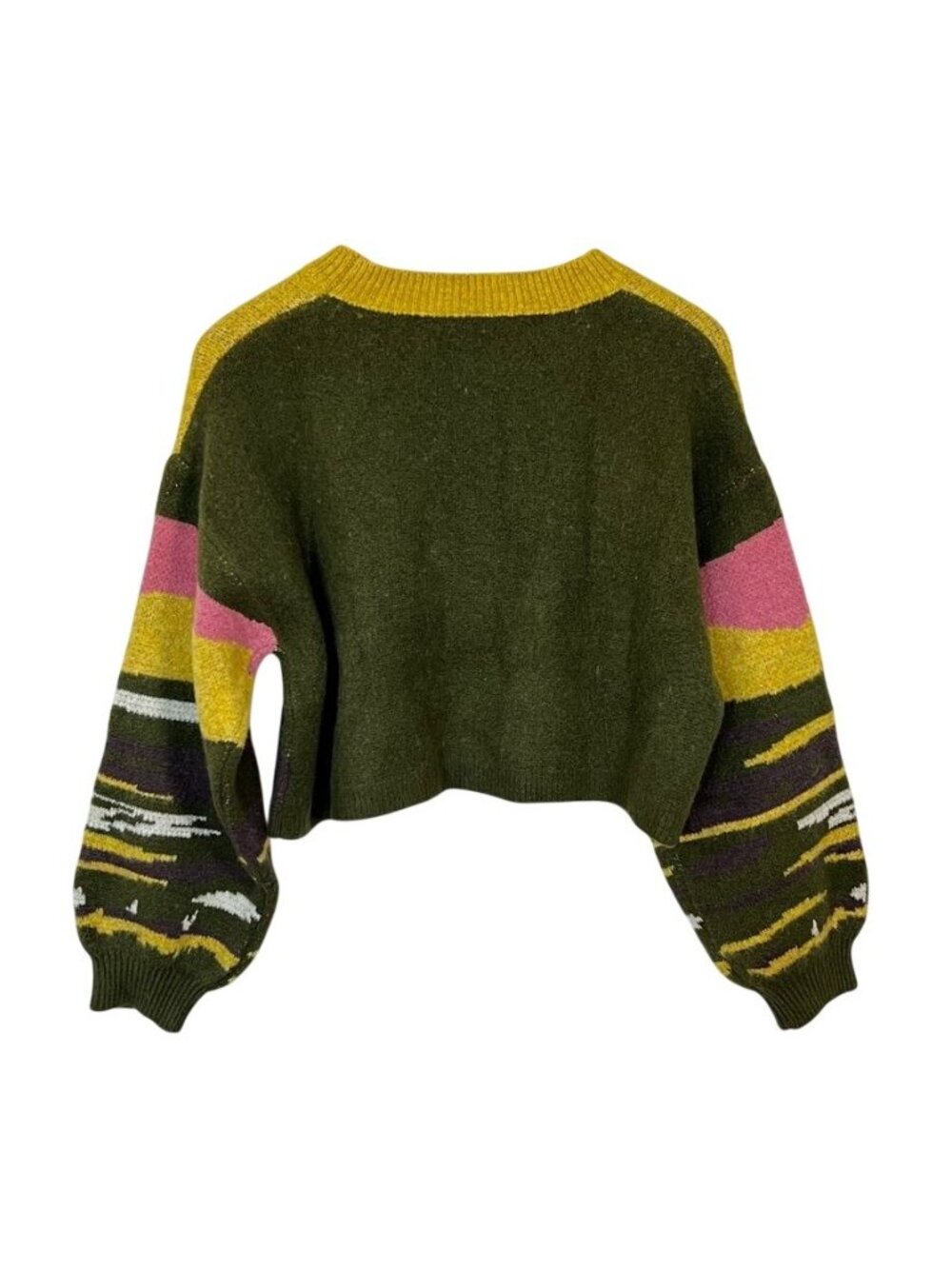 Novelty Dog Sweater XS Mustard Olive Indie Folk Art Cottagecore Oversized Knit - Picture 3 of 13